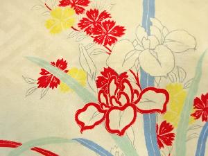 アンティーク　菖蒲に撫子模様昼夜帯